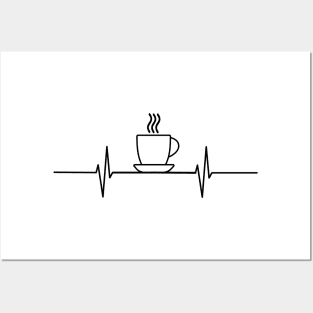 Coffe Heartbeat - Black design Posters and Art